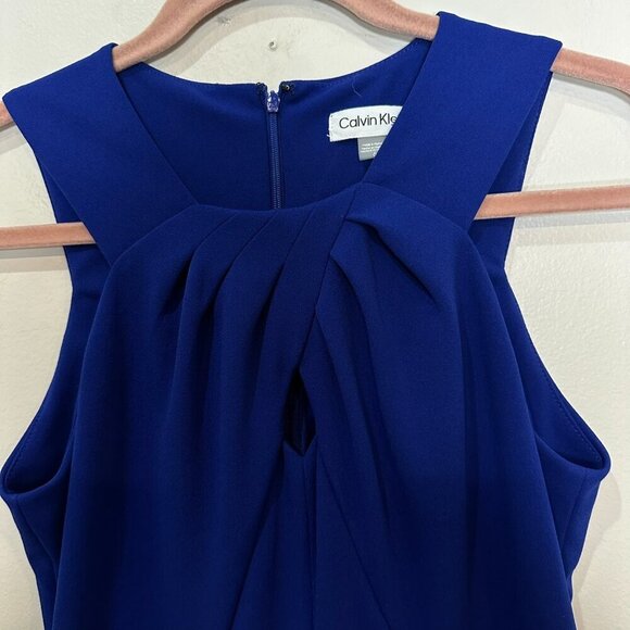 Calvin Klein Royal Blue Jumpsuit Size 6 Wide Leg Sleeveless Cutout - Picture 2 of 9
